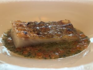 Flatfish with caviar and seaweed sauce